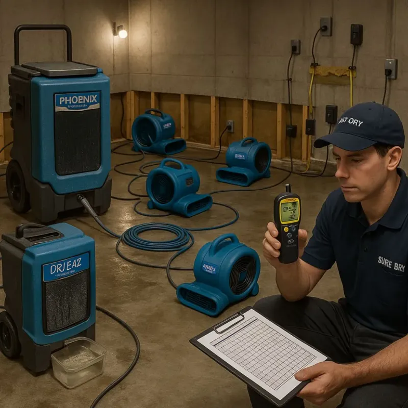 Structural Drying and Dehumidification process in River Falls, WI